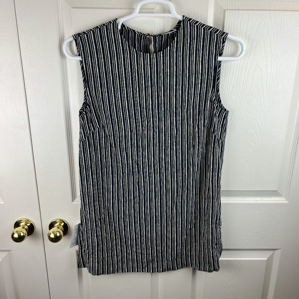MM Lafleur Navy And Cream Striped Sleeveless Tunic